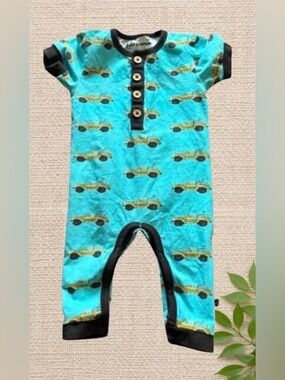 🚗 Lola & Taylor Organic Car Romper — 6–12M